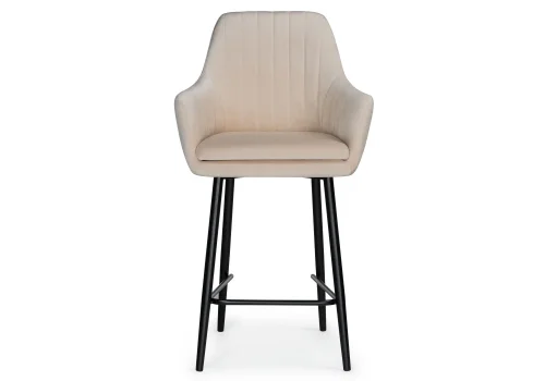 Полубарный стул Райнер MR -26 / черный 532408 Woodville, бежевый/велюр, ножки/металл/чёрный, размеры - ****570*570 фото 2