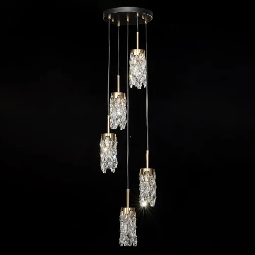 Светильник подвесной Ronin CL326015 Citilux прозрачный на 5 ламп, основание чёрное в стиле классический современный каскад фото 2