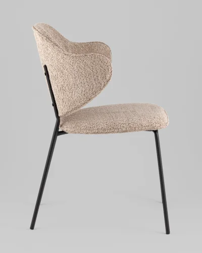 Стул Bellamy, букле кофейный УТ000040257 Stool Group, бежевый коричневый/букле, ножки/металл/чёрный, размеры - *820**** фото 6