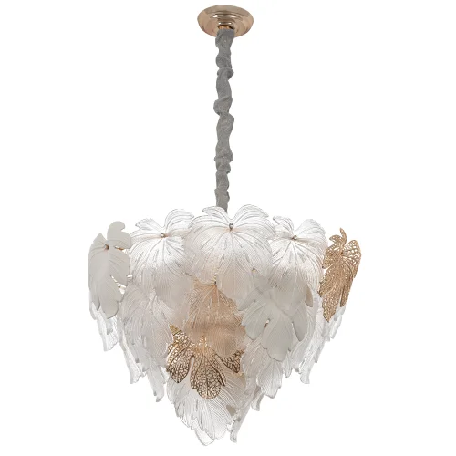 Люстра подвесная Dryad CL305160 Citilux белая прозрачная на 14 ламп, основание золотое в стиле классический флористика современный фото 2