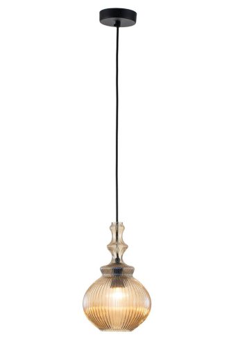 Светильник подвесной Ideale V000131 Indigo янтарный 1 лампа, основание чёрное в стиле классический выдувное фото 4