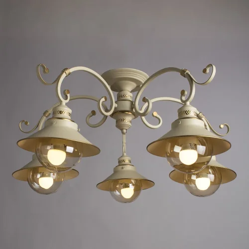 Люстра потолочная Grazioso A4577PL-5WG Arte Lamp прозрачная на 5 ламп, основание белое золотое в стиле кантри  фото 2