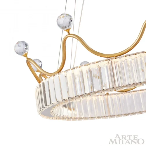 Люстра подвесная LED с пультом AM-Venezia 310322/D500 GD Arte Milano прозрачная на 1 лампу, основание латунь в стиле современный кольца с пультом фото 8