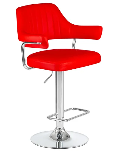 Стул барный 5019-LM CHARLY,  цвет сиденья красный, цвет основания хром Dobrin, красный/экокожа, ножки/металл/хром, размеры - 990*1200***610*540 фото 2