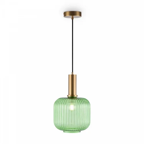 Светильник подвесной Zelma FR8012PL-01BS Freya зелёный 1 лампа, основание латунь в стиле современный выдувное