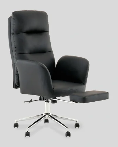 Кресло руководителя TopChairs Solid с оттоманкой, черный УТ000040808 Stool Group, чёрный/экокожа, ножки/металл/хром, размеры - 1200*1280**** фото 7