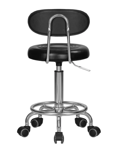 Табурет мастера DOBRIN BILLY (черный) цвет сиденья черный, цвет основания хромированная сталь Dobrin, чёрный/экокожа, ножки/металл/, размеры - 690*850**** фото 5