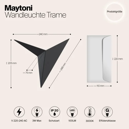 Бра LED Trame C808WL-L3B Maytoni чёрный на 1 лампу, основание чёрное в стиле современный фото 6