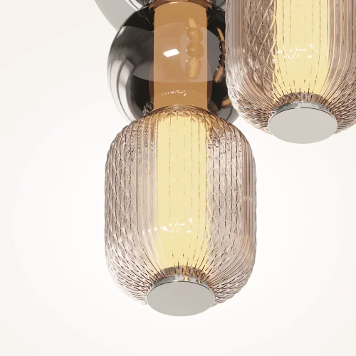 Люстра потолочная LED Drop MOD273CL-L60CH3K Maytoni прозрачная янтарная на 1 лампу, основание хром в стиле арт-деко современный фото 13
