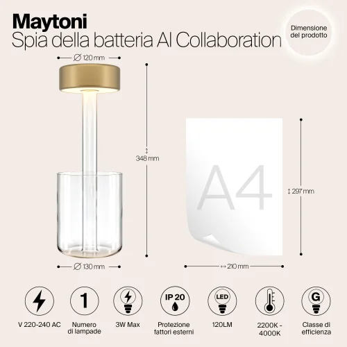 Настольная лампа LED AI Collaboration MOD229TL-L3G3K1 Maytoni золотая на 1 лампу, основание прозрачное стекло в стиле современный хай-тек беспроводная зарядка фото 5