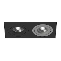 Светильник точечный Intero 16 Double Quadro i5270709 Lightstar чёрный серый 2 лампы, основание чёрное в стиле современный хай-тек 