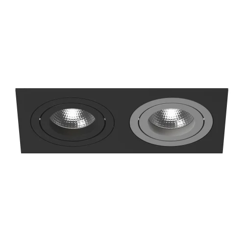 Светильник точечный Intero 16 Double Quadro i5270709 Lightstar чёрный серый 2 лампы, основание чёрное в стиле современный хай-тек 
