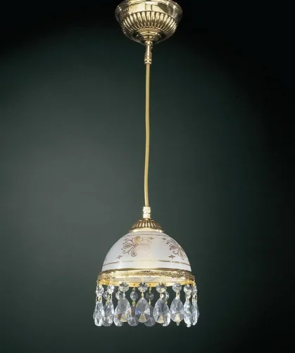 Светильник подвесной L 6100/16 Reccagni Angelo прозрачный белый 1 лампа, основание золотое в стиле классический 