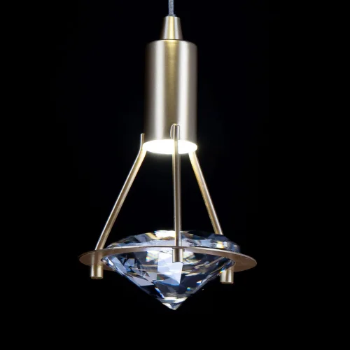 Светильник подвесной LED Ауксис 722012301 DeMarkt прозрачный 1 лампа, основание золотое в стиле хай-тек  фото 4