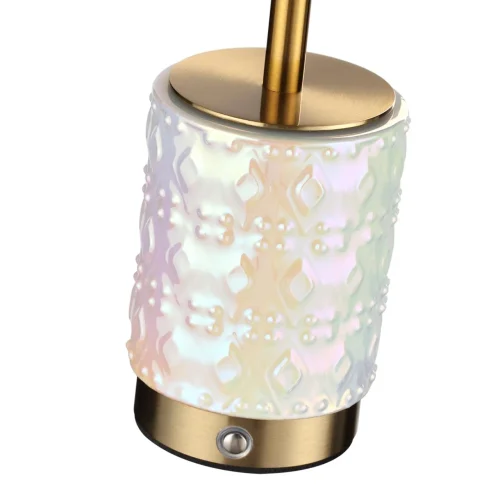 Настольная Лампа светодиодная Lulu 5454/6TL Odeon Light коричневая на 1 лампу, основание бежевое латунь керамика металл в стиле классический современный аккумулятор фото 6