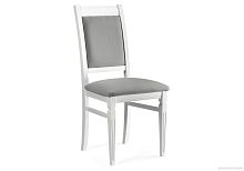Деревянный стул Арнол серый / белый 575485 Woodville, серый/велюр, ножки/массив дерева/белый, размеры - ****450*560