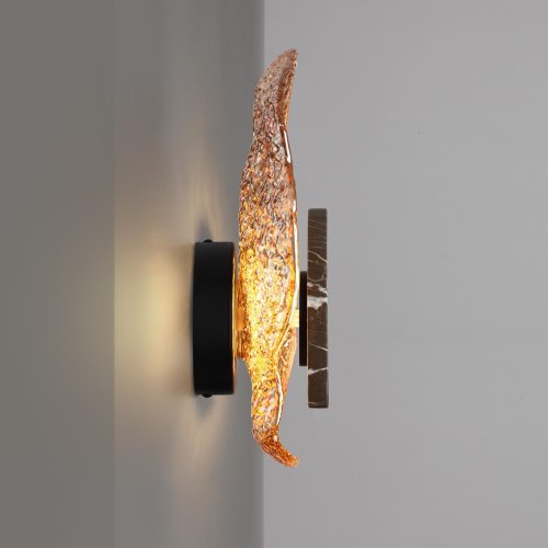 Бра LED Coralla 5461/12WLA Odeon Light янтарный на 1 лампу, основание чёрное в стиле современный флористика арт-деко отражённый свет фото 5