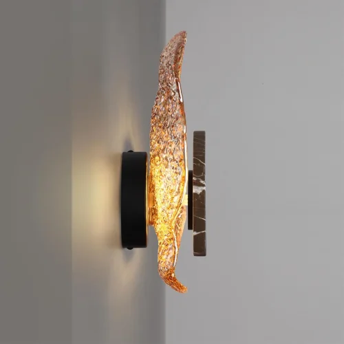 Бра LED Coralla 5461/12WLA Odeon Light янтарный на 1 лампу, основание чёрное в стиле современный флористика арт-деко отражённый свет фото 5