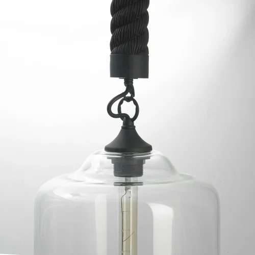Светильник подвесной лофт LSP-9668 Lussole прозрачный 1 лампа, основание чёрное в стиле лофт  фото 3