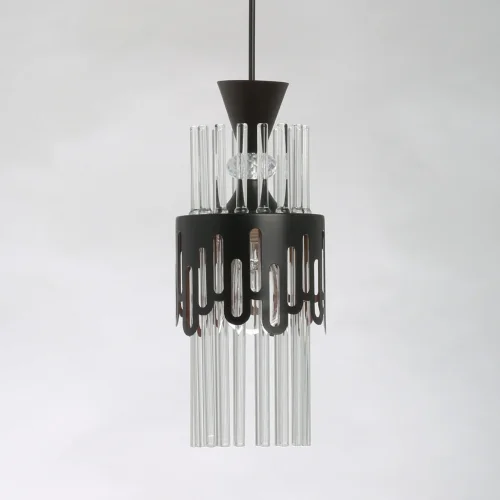 Светильник подвесной Соло 112010701 DeMarkt прозрачный 1 лампа, основание чёрное в стиле современный  фото 3