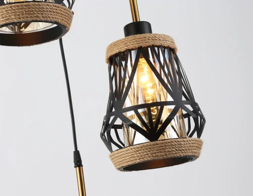 Светильник подвесной TR8522 Ambrella light янтарный на 3 лампы, основание чёрное в стиле лофт каскад фото 4