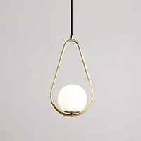 Светильник подвесной HOOP DROP Gold 140754-26 ImperiumLoft белый 1 лампа, основание золотое в стиле современный 