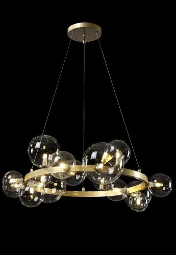 Люстра подвесная AGATA SP15 V2 GOLD/TRANSPARENTE Crystal Lux прозрачная на 15 ламп, основание золотое в стиле современный шар фото 4