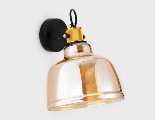 Бра TR3521 Ambrella light янтарный на 1 лампа, основание чёрное в стиле лофт современный  фото 2