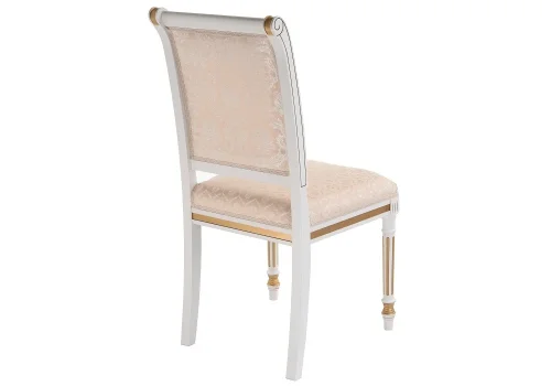 Деревянный стул Рембрандт молочный с золотой патиной 406093 Woodville, бежевый/ткань, ножки/массив бука/молочный, размеры - ****470*530 фото 4