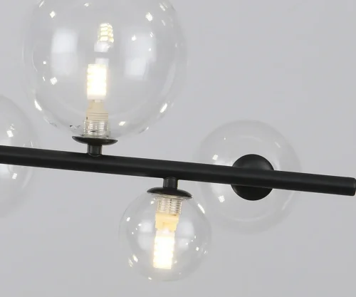 Светильник подвесной Иона 09408-7,19 Kink Light прозрачный 7 ламп, основание чёрное в стиле современный лофт молекула шар фото 2