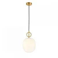 Светильник подвесной Sincera 2655-1P Favourite белый на 1 лампу, основание латунь в стиле современный Светильник подвесной Sincera 2655-1P Favourite белый на 1 лампу, основание латунь в стиле современный