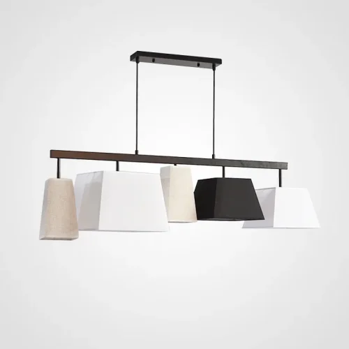 Светильник подвесной Parecchi Black L117 Square section 102006-26 ImperiumLoft белый бежевый на 5 ламп, основание чёрное в стиле современный 