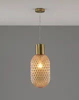 Светильник подвесной Sunset V10917-P Moderli янтарный 1 лампа, основание золотое в стиле модерн выдувное