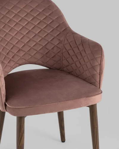 Стул Венера диамант NEW, велюр пыльно-розовый (ножки дерево) NP УТ000037250 Stool Group, /, ножки//чёрный, размеры - *820***585*645 фото 3