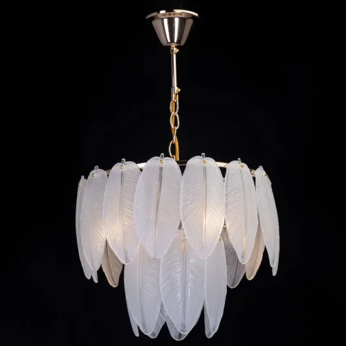 Люстра подвесная Бриз 111016704 DeMarkt белая на 4 лампы, основание золотое в стиле классический флористика  фото 2