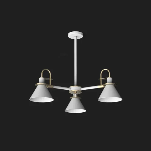 Люстра на штанге CODA D76 White 193068-26 ImperiumLoft белая на 3 лампы, основание белое в стиле современный 