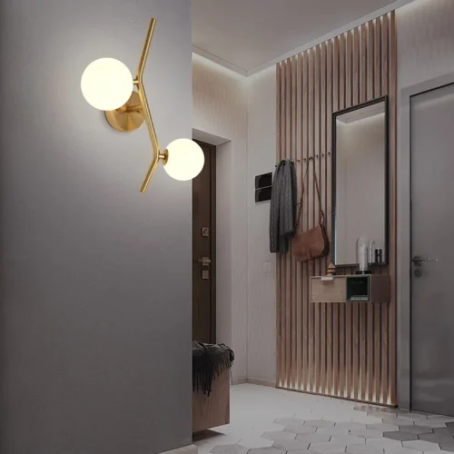 Настенный светильник MATHIA WALL 208290-23 ImperiumLoft белый на 2 лампы, основание латунь в стиле современный фото 6 Настенный светильник MATHIA WALL 208290-23 ImperiumLoft белый на 2 лампы, основание латунь в стиле современный фото 6