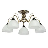 Люстра потолочная Олимп 318014905 DeMarkt белая на 5 ламп, основание бронзовое в стиле классический 