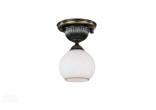 Светильник потолочный PL 8610/1 Reccagni Angelo белый 1 лампа, основание бронзовое в стиле классика  фото 2