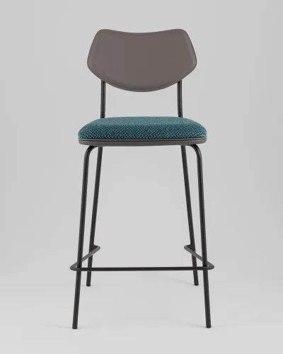 Стул полубарный Casey, темно-бирюзовый, с серой экокожей УТ000039578 Stool Group, бирюзовый/рогожка, ножки/металл/чёрный, размеры - ***** фото 2