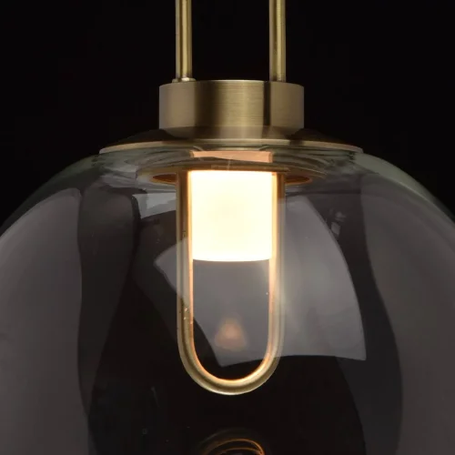 Светильник подвесной LED Крайс 657011101 DeMarkt прозрачный 1 лампа, основание бронзовое в стиле современный шар фото 6