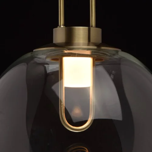 Светильник подвесной LED Крайс 657011101 DeMarkt прозрачный на 1 лампу, основание бронзовое в стиле современный шар фото 6