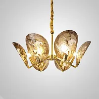 Люстра потолочная RIFFLE L6 192984-23 ImperiumLoft коричневая на 6 ламп, основание латунь в стиле современный 