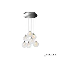 Светильник подвесной LED Epical C4492-7R CR iLedex прозрачный 1 лампа, основание хром в стиле современный хай-тек каскад шар