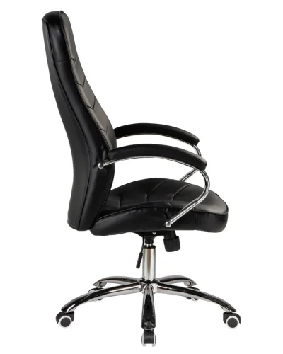 Офисное кресло для руководителей 115B-LMR WILLIS, цвет чёрный Dobrin, чёрный/экокожа, ножки/металл/хром, размеры - 1160*1230***660*670 фото 3