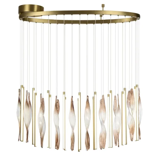 Люстра подвесная Спира (Spira) 5468/118L Odeon Light бежевая коричневая на 1 лампу, основание латунь в стиле классический современный 