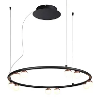 Люстра подвесная LED Knopp 4320-10P Favourite белая на 10 ламп, основание чёрное в стиле современный кольца