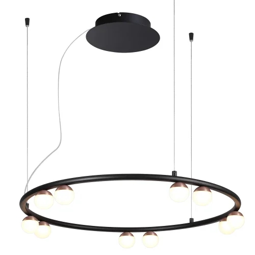 Люстра подвесная LED Knopp 4320-10P Favourite белая на 10 ламп, основание чёрное в стиле современный кольца