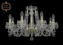 Люстра подвесная хрустальная 11.26.8.220.Gd.B Bohemia Art Classic прозрачная на 8 ламп, основание золотое в стиле классика 