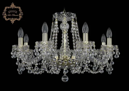 Люстра подвесная хрустальная 11.26.8.220.Gd.B Bohemia Art Classic прозрачная на 8 ламп, основание золотое в стиле классический 